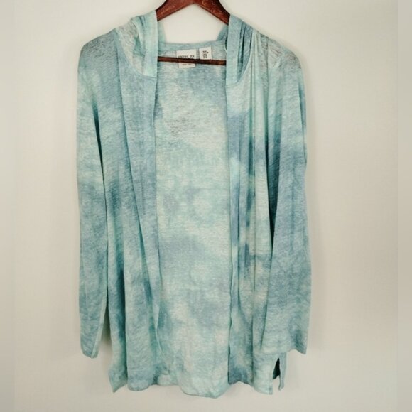 Rachel Zoe Women’s Blue 100% Linen Open Front Lightweight Cardigan Sweater - Picture 1 of 8